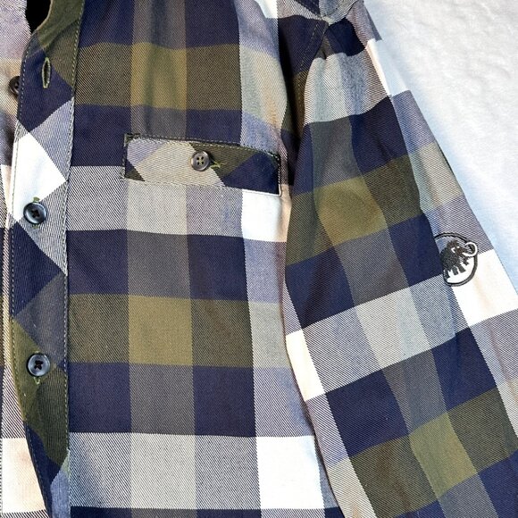Mammut Men’s Plaid Button-Up Shirt Blue Green White Size S Flannel Hiker Wear - Picture 6 of 9